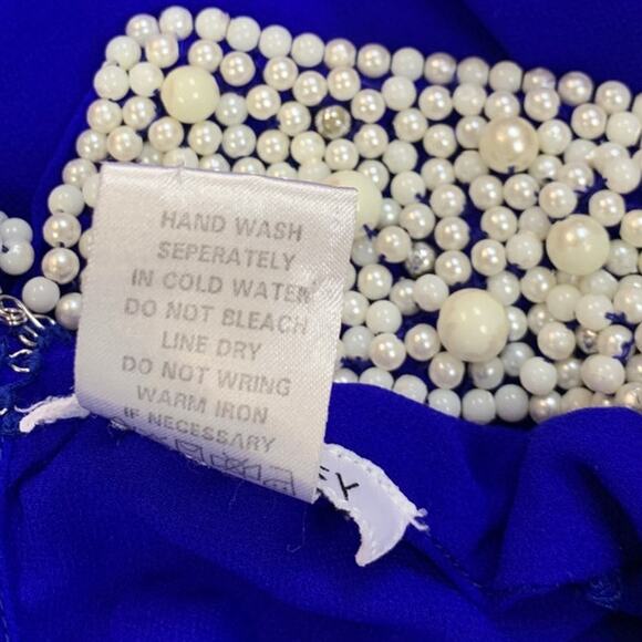 DizzyLizzy Womens Large Sheer Lightweight Pearl Beaded Collar Blouson Sleeve Top - Picture 6 of 6